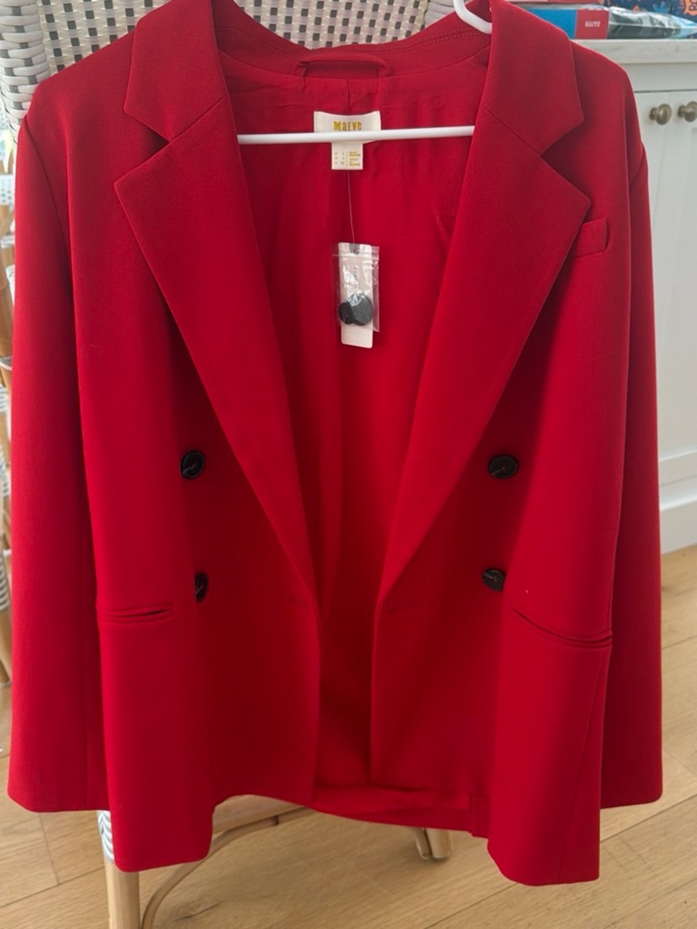 NWT Maeve by Anthropologie Red Double-Breasted Blazer